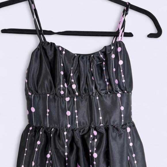 Y2K Secret Charm Junior 10 Babydoll Bubble Mini Dress Black Purple Party Floral - Picture 2 of 8